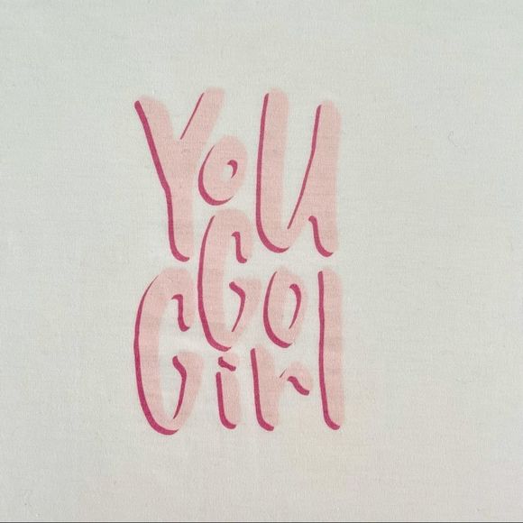 LuLaRoe White T-shirt with Pink “You Go Girl” Graphic on Front, Cuff Sle… - Picture 3 of 7